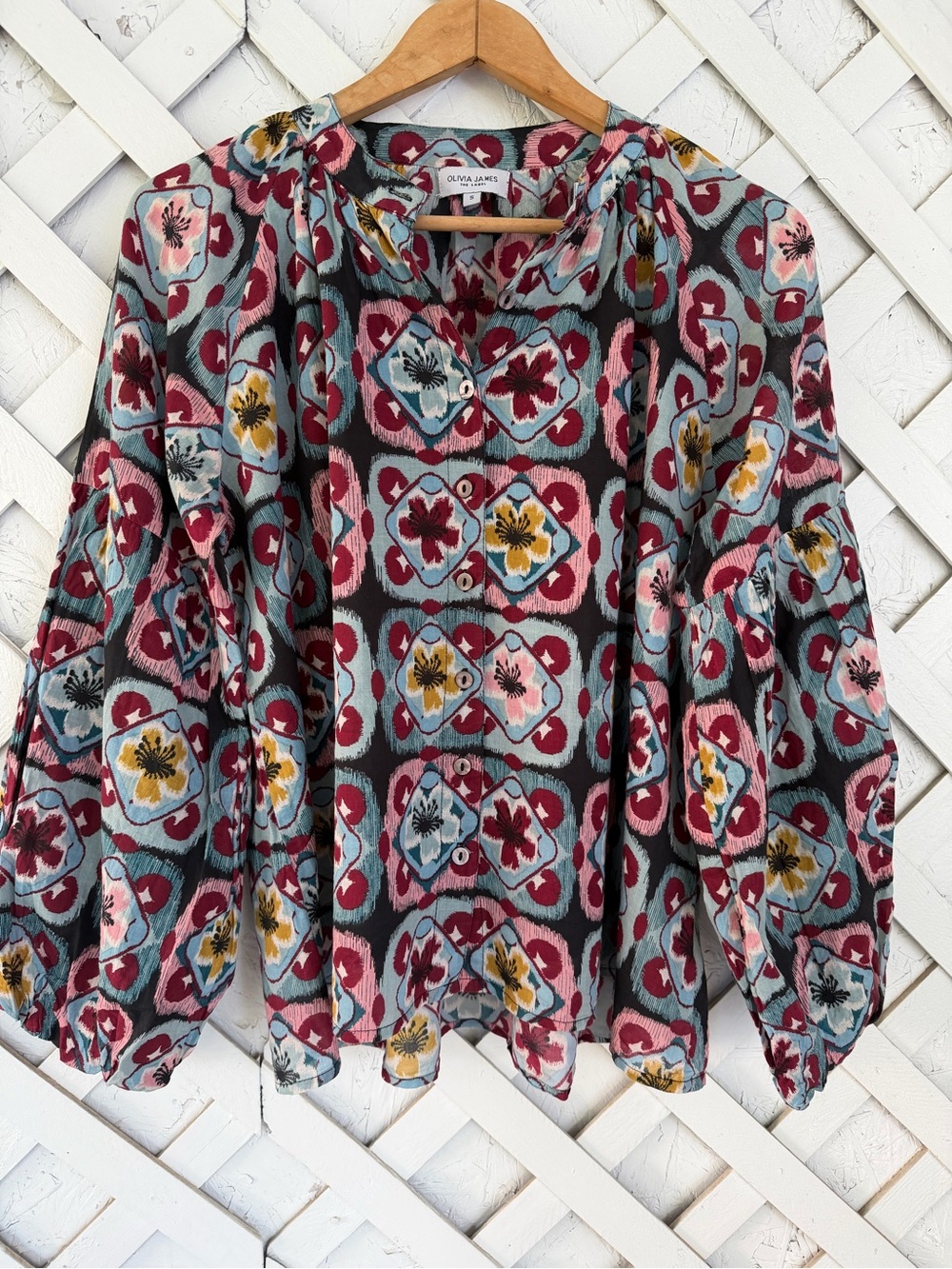 Olivia James Floral Peasant Cotton Made in India Blouse small